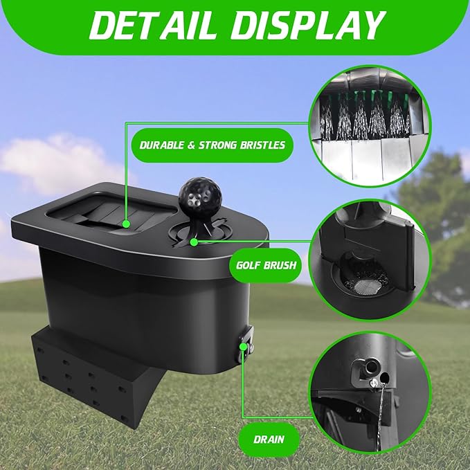 Golf Cart Ball Washer and Club Cleaner Kit for EZGO, Club Car, Yamaha, Advanced EV, Star EV, Universal & Detachable