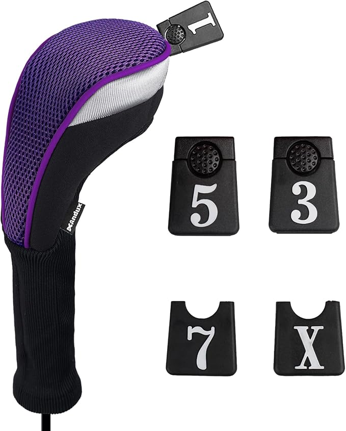 Andux 6pcs/Set Golf Club Head Covers Woods Drivers Fairway Hybrid Set Long Neck (3 Hybrid + 3 Woods)