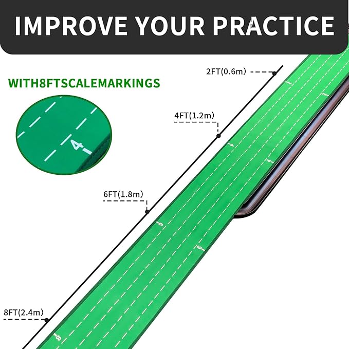 Crestgolf Golf Putting Mat, Automatic Ball Return with 4 Unique Flipping Tracks & 2-Player Mode, Professional Non-Slip Practice Putting Green Mat for Indoor Golf Training, Improve Putting Skills