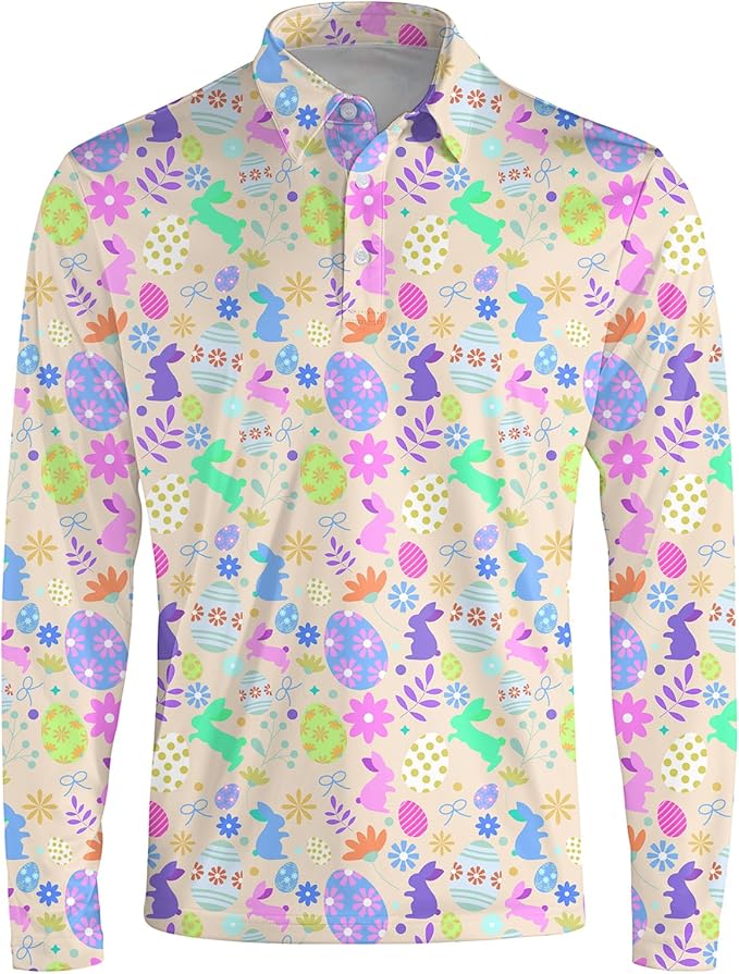 Men's Long Sleeve Golf Shirt Quick Dry 3 Button Work Fishing Outdoor Casual Collar Shirt