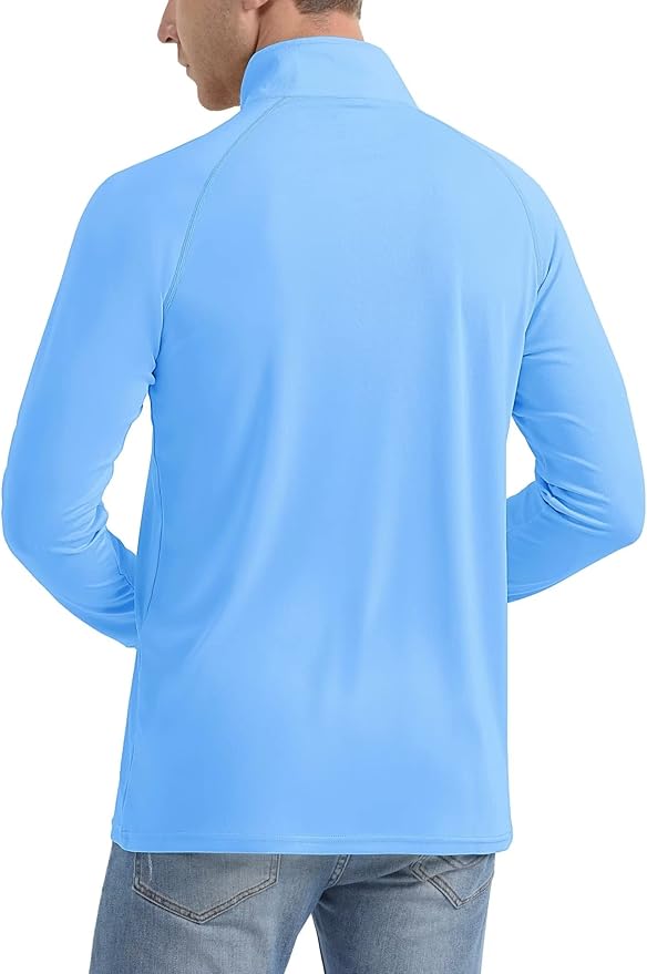 MAGCOMSEN Men's Long Sleeve Sun Shirts UPF 50+ Tees 1/4 Zip Up Fishing Running Rash Guard T-Shirts Outdoor Shirt
