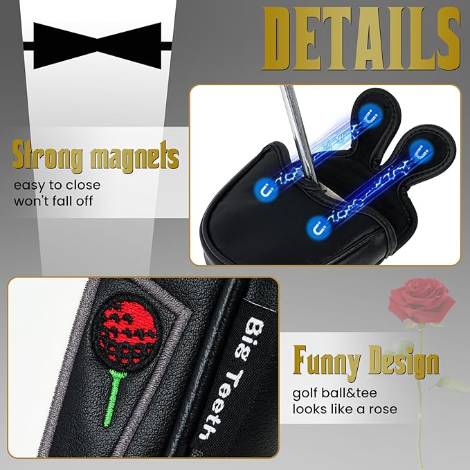 The Golf Father Golf Club Covers, Driver Fairway Hybrid Headcover, Funny Putter Cover Magnetic, Black & White Color Iron Covers,Golf Gifts for Men