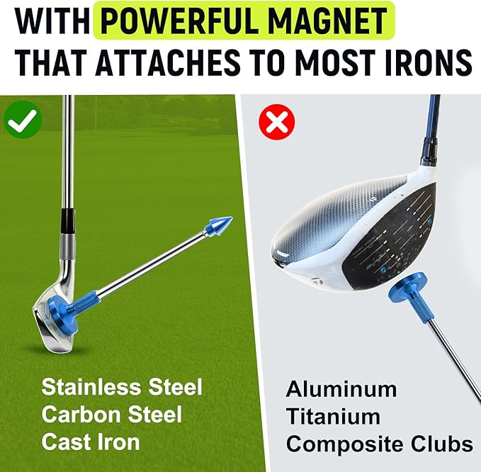 THE GOLFER STORE Golf Alignment Rods, Golf Club Alignment Stick Corrector Magnetic Golf Swing Trainer Aid Help Visualize and Align Your Golf Shot Length Adjustments