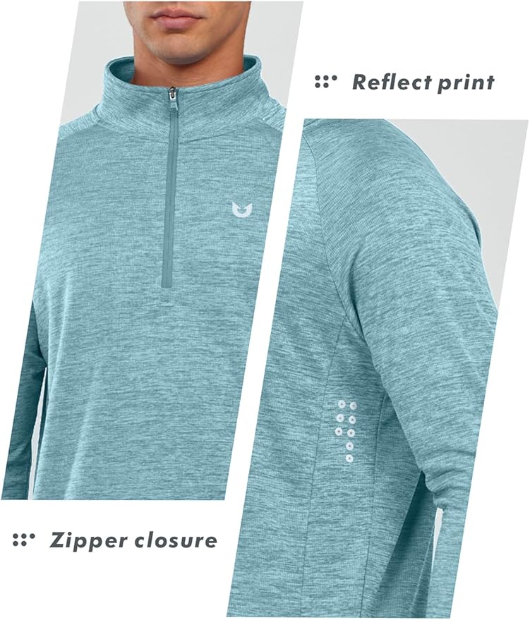 NORTHYARD Quarter Zip Pullover Men Running Shirt Long Sleeve Moisture Wicking Quick Dry Athletic Workout Shirts