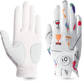 FINGER TEN Stylish Golf Gloves Women with Ball Marker 1 Pack for Left or Right Hand, Breathable Glove with Fashion Patterns for Ladies Right Left Handed Golfer