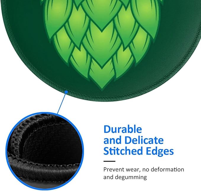 Beer Mouse Pad, Mouse Pads for Desk, Stitched Edge Mousepad with Non-Slip Rubber Base, Gaming Mouse Mat for Computer Laptop Home Office