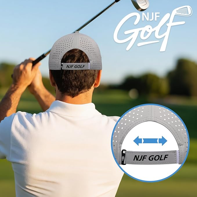 NJF Golf™ Hat Men - Breathable Mens Golf Hats, Adjustable Rope Snapback Cap, Convenient Cap with Tee Holder