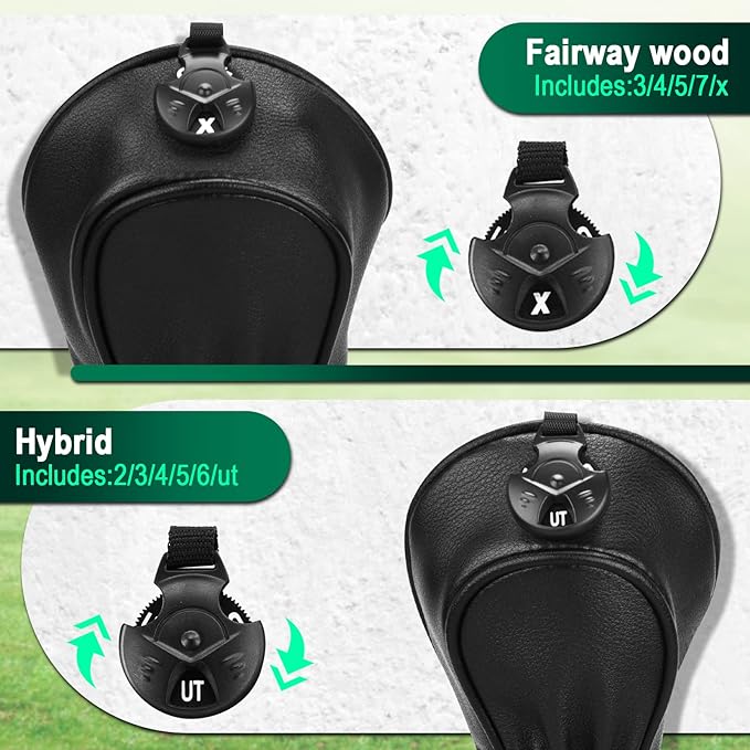 Golf Club Head Covers for Woods and Drivers, Premium Golf Headcovers Set Fit Most Clubs Simple Striped 1PC or 3PCS, Customizable