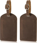 Ringsun Genuine Leather Luggage Tag for Suitcases ID Tags Bag Tags for Luggage (2 Pack)