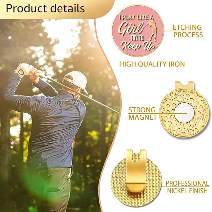 Pink Golfer Ball Marker with Magnetic Hat Clip, Funny Golf Accessories Gifts for Men Women, Novelty Birthday Gifts for Men Women Golfer Fan