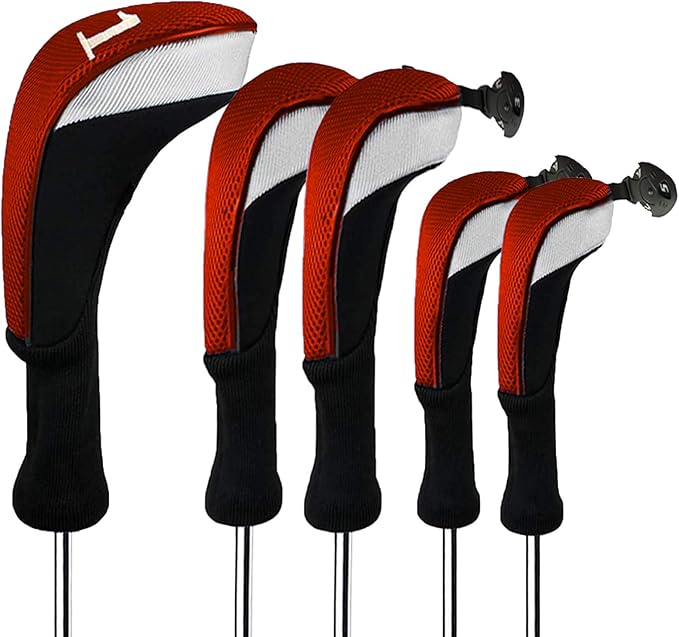 FINGER TEN Golf Club Head Covers Woods Driver Fairway Hybrid 3/4/5 Set, Headcovers Men 1 3 5 7 X Interchangeable Number Tag, Fit All Wood Clubs