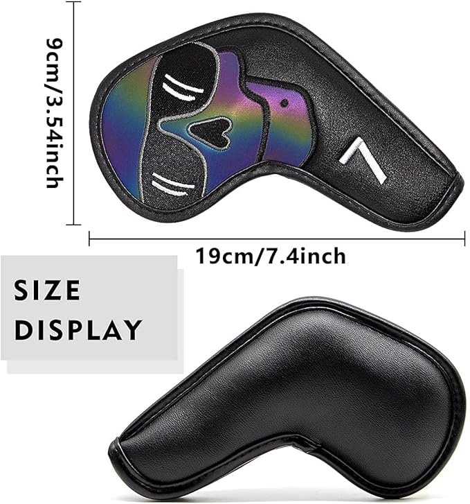 Large Skeleton Golf Club Covers, Iron Covers 10pcs/ Set, Leather Golf Iron Club Head Cover Headcover Set for Men fits Mizuno, Ping, Taylormade All Brand
