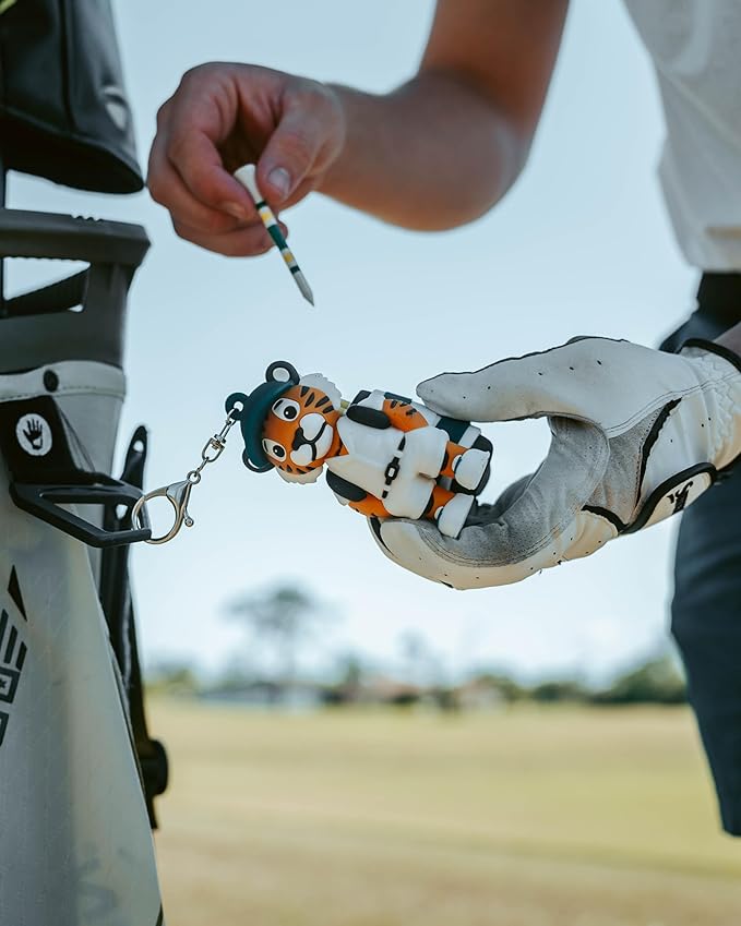 Tiger Caddy Golf Tee Holder, Includes 8 Golf Tees, Fun Golf Accessories for Men and Women, Stylish Golf Bag Accessory and Golf Gift