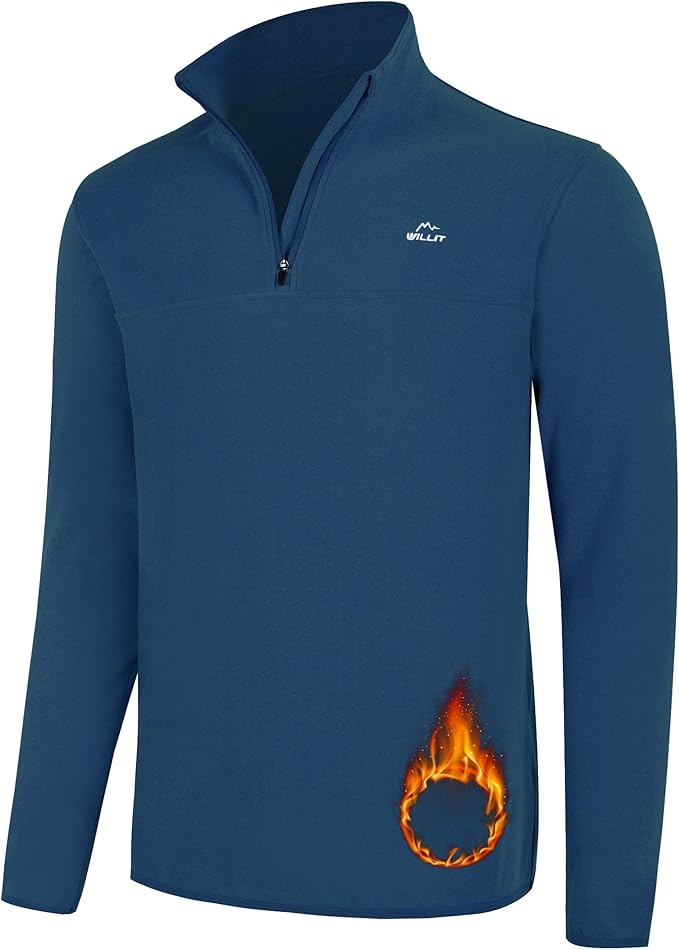 Willit Men's Fleece Pullover Winter Shirts Long Sleeve Quarter Zip Cold Weather Golf Hiking Casual Warm Shirts
