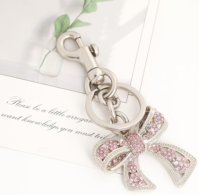 Heart Bag Charm,Cute Bowknot Bag Charm Keyring Heart Keychain Bag Accessories for Women
