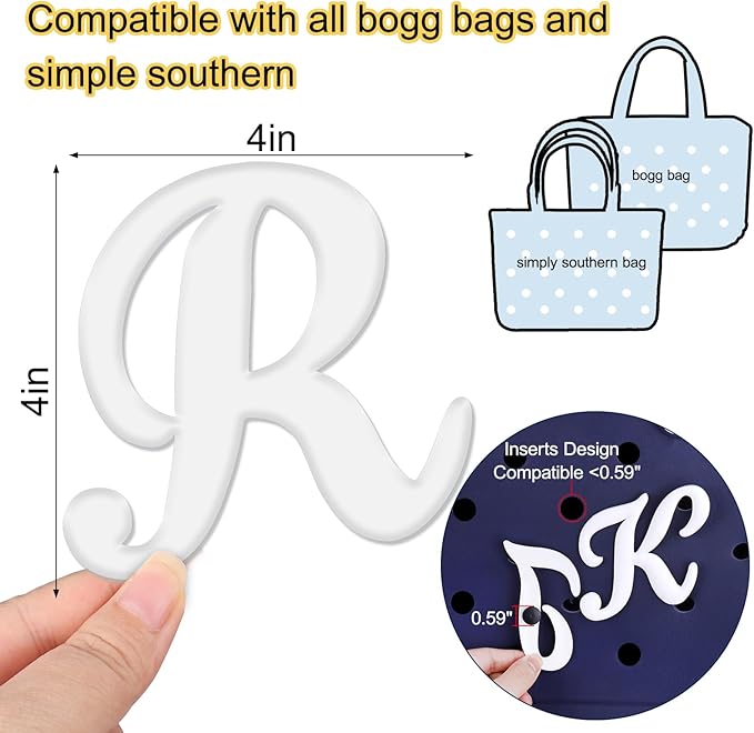 Mity rain Letter Charms for Bogg Bag，Alphabet Lettering Accessories Charms Compatible with Bogg Bag Original All Models, Insert Decorative Letter for Handbag Beach Tote Bag R