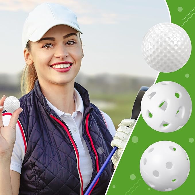 30 Pack Practice Golf Balls 42mm Rubber EVA Plastic Golf Training Ball High Visibility for Easy Tracking, Limited Flight, Hollow Airflow for Home Backyard Indoor or Outdoor