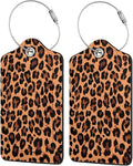 TSA Approved Luggage Tags for Suitcases Cheetah Leopard 2 Pack Funny Leather Carnival Cruise Airport Cute Travel Name Tags Golf Bag tag Ships Essentials Privacy Cover ID Label for Women Men
