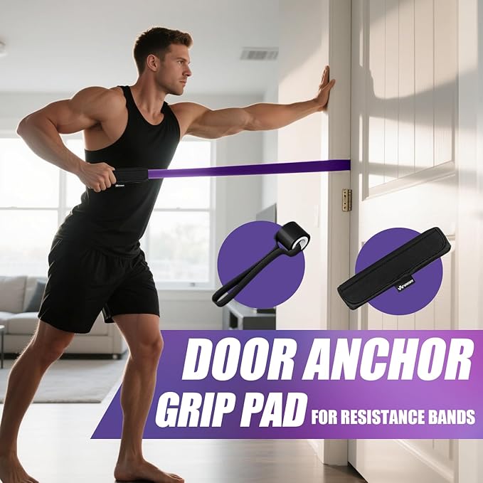 WHATAFIT Resistance Bands,Pull Up Assist Bands Set with Handles, Exercise & Workout Bands with Door Anchor for Men & Women – Home Fitness Equipment for Strength Training, Stretching