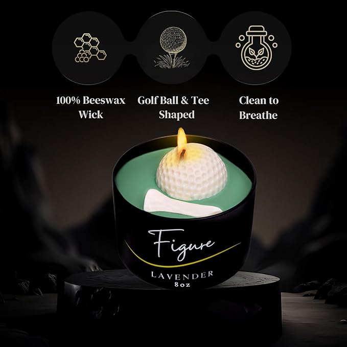 All-Natural Golf Candle – Lavender Scent | Hand-Poured in The USA | Beeswax & Soy Wax | Essential Oils | 100% Beeswax Wick | Premium Gift Box | Candle Gifts for Men & Women| Aromatherapy Benefits
