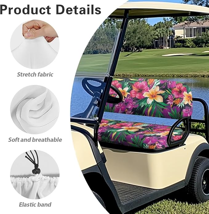 Fashion Print Golf Cart Seat Covers 2 Passenger Golf Cart Backrest Cover Golf Cart Seat Towel Gift for Friends