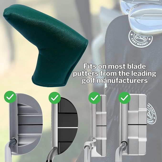 Classic Blade and Mallet Putter Headcovers with Madson Golf Cart Magnet for Secure Positioning and Quick Access, Protective PU Leather Head Covers, Magnetic Golf Accessories