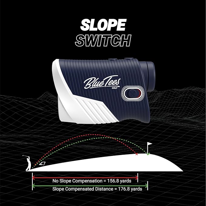 Blue Tees Golf - Series 2 Pro Plus + Laser Rangefinder with Slope Switch - 800 Yards Range, Slope Measurement, Flag Lock with Pulse Vibration, 6X Magnification