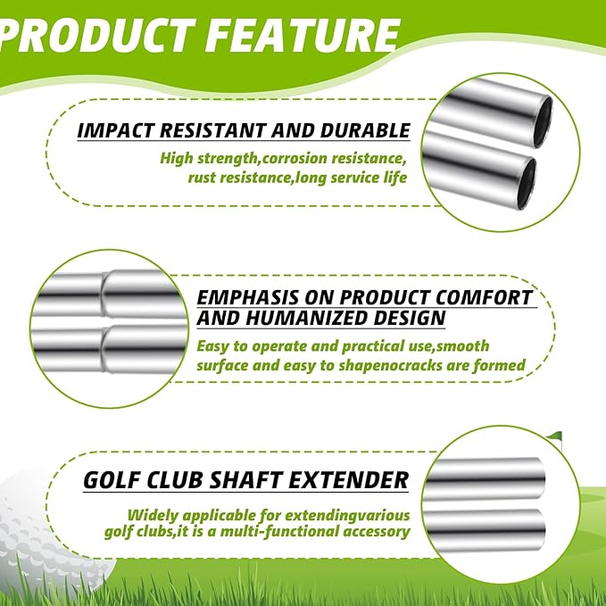 5 Pcs Golf Club Extensions Steel Shaft for Iron Wooden Golf Repair and Replacement of Equipment Parts