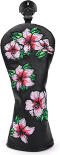 Golf Headcovers Embroidery Driver Cover Fariway Wood Headcover Hybrid Head Covers Leather Golf Club Covers for Most Brand,Black