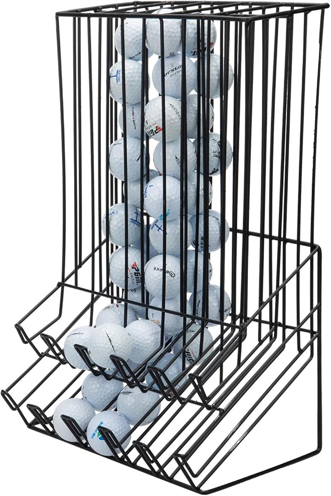 MyGift 60 Capacity Golf Ball Basket Holder - Matte Black Metal Wire Golf Ball Dispenser and Countertop Display Rack