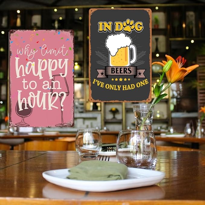 Vintage Metal Bar Sign Outdoor Bar Signs For Home Bar Wall Humorous Home Bar Decor Funny Bar Wall Decor Why Limit Happy To An Hour Sign Beer Drinker Gifts Man Cave Decor Garage Signs 8x12 Inch