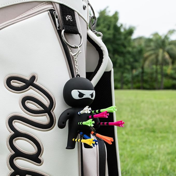 Golf Tee Holder, Ninja Portable Funny Golf Tees Holder Keychain Golf Gift Golf Accessories for Men & Women