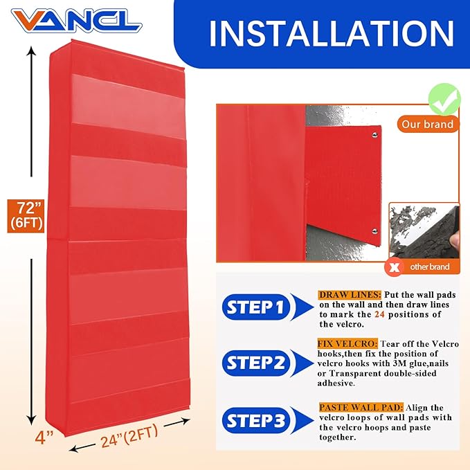 Gym Padding Wall Pads for Gym Wall Mats Basketball Wall Padding 2" Thick Foam Gym Wall Pad for Kids Wall Pad Protection, Waterproof Durable Wall Pads for Safety Colorful Wall Pad