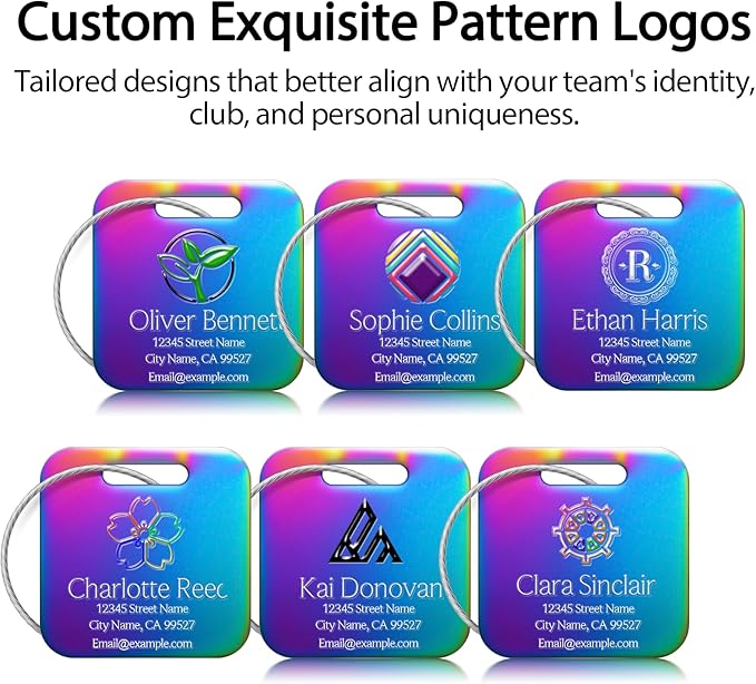 Personalized Luggage Tags - Custom Photo Metal Luggage Tags for Suitcases, Backpacks and Bags with Your Personalized Photo Club Logo Text (Square-Nebula)