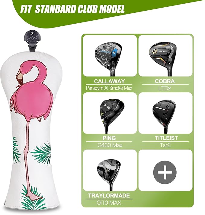 Craftsman Golf Flamingo White Golf Driver Fairway Wood Hybrid Putter Headcover Head Cover