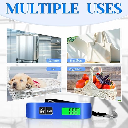 Luggage Scale, 110lb Luggage Weight Scale with 4 Unit Switching Functions&LED Display, Luggage Scale Travel Digital for Weighing Luggage, Backpacks, Packages and Markets(Blue)
