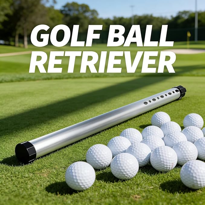Golf Ball Retriever Tube, Aluminium Alloy, Holds 23 Balls, Picker for Outdoor Use - No More Bending Over, Easy Press Collection, Durable Practice Accessory