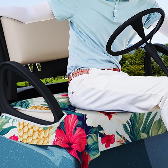 AQQA Golf Cart Seat Covers, Tropical Palm Leaf-Boho-Marble Microfiber Golf Cart Seat Blanket, Golf Blanket, Golf Accessories, Golf Cart Seat Towel Fits All 2-Seat Golf Carts, 55"x 32"