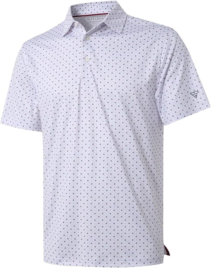Golf Shirts for Men Dry Fit Short Sleeve Print Performance Moisture Wicking Polo Shirt