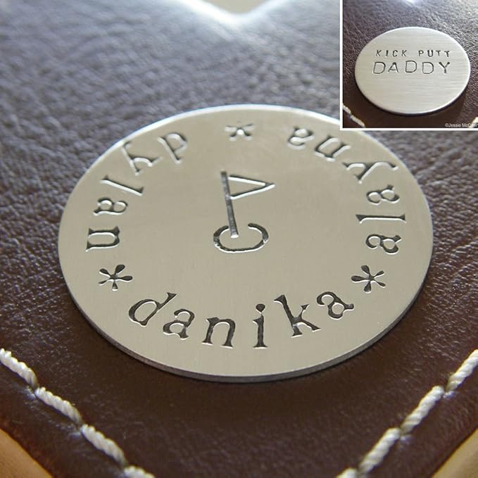 Golf Ball Marker - Personalized Two-Sided - Hand Stamped Sterling Silver with Names