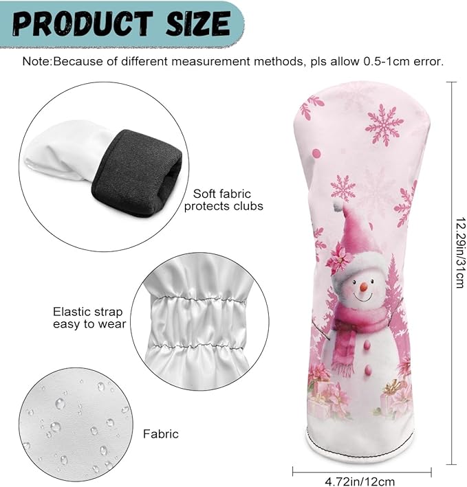 Golf Club Head Covers for Club Protective, Waterproof PU Leather Driver Fairway Wood Hybrid Head Cover