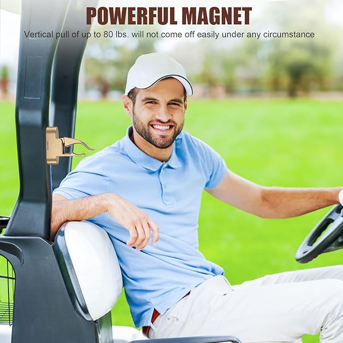 Lunira Universal Magnetic Holder for Golf Carts, Single-Handed Operation, Equipped with Powerful Magnets and Non-Slip Straps, Scratch-Resistant, Comes with a Gift Box, for Golfers