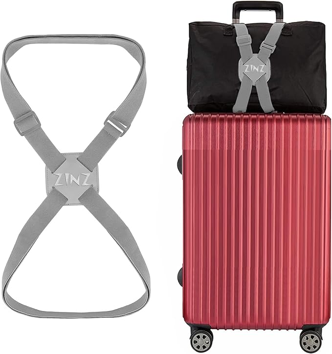 ZINZ Luggage Strap, High Elastic Suitcase Belt Adjustable Bag Bungees for Easier Travel，Gray