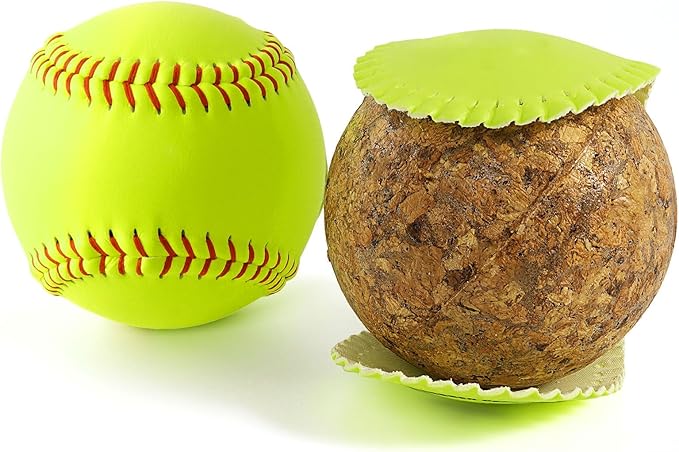4Pack Softball 12 Inch Slow Pitch Official Size and Weight Autograph Softball Training Ball for Games, Soft Toss, Batting, Fielding, Hitting, Pitching