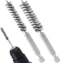 2pcs Golf Club Head Hosel Brush, Stainless Steel Bore Wire Brush with Hex Shank Handle, Golf Club Shaft Ferrules Cleaning Tool for Electric Drill- Silver