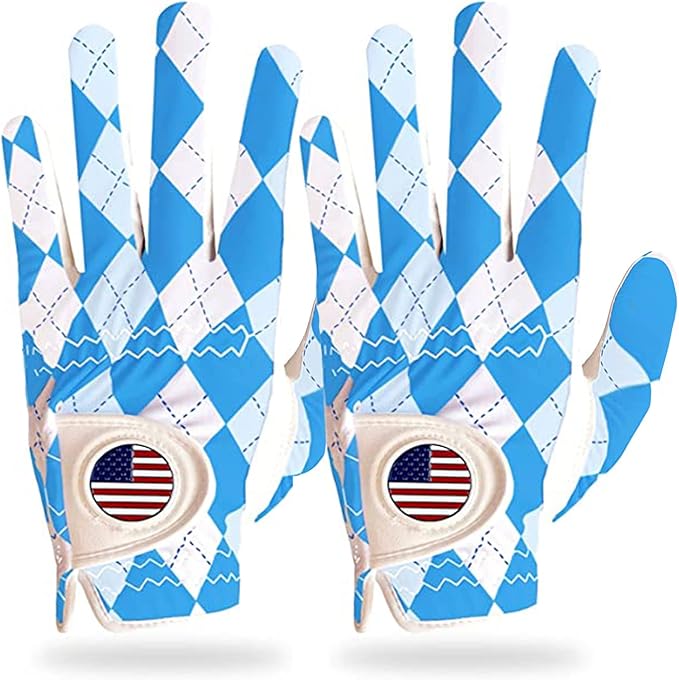 FINGER TEN Golf Gloves Men Right Handed Golfer Left Hand with Ball Marker 2 Pack Leather Breathable Comfortable Weathersof Grip Size Small Medium ML Large XL