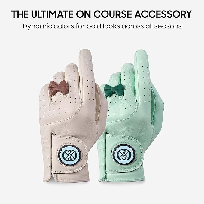 CLAPLEY Women’s Golf Glove – Premium Cabretta Leather with Magnetic Ball Marker, Breathable Design, Good Elasticity, Precious Gift for Golfers, Super Soft Feel, Left and Right Hand, Secure Fit