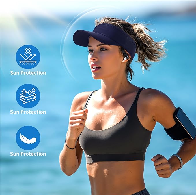 HH HOFNEN Sports Sun Visor Cooling Lightweight Stretchy Packable Running Golf Visor Hat for Men Women