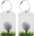 2 Pcs Golf Luggage Tag for Suitcase, Steel Loop with Privacy Cover ID Label, Golfballs Cool Birthday Gifts for Golfers Women Men Sport