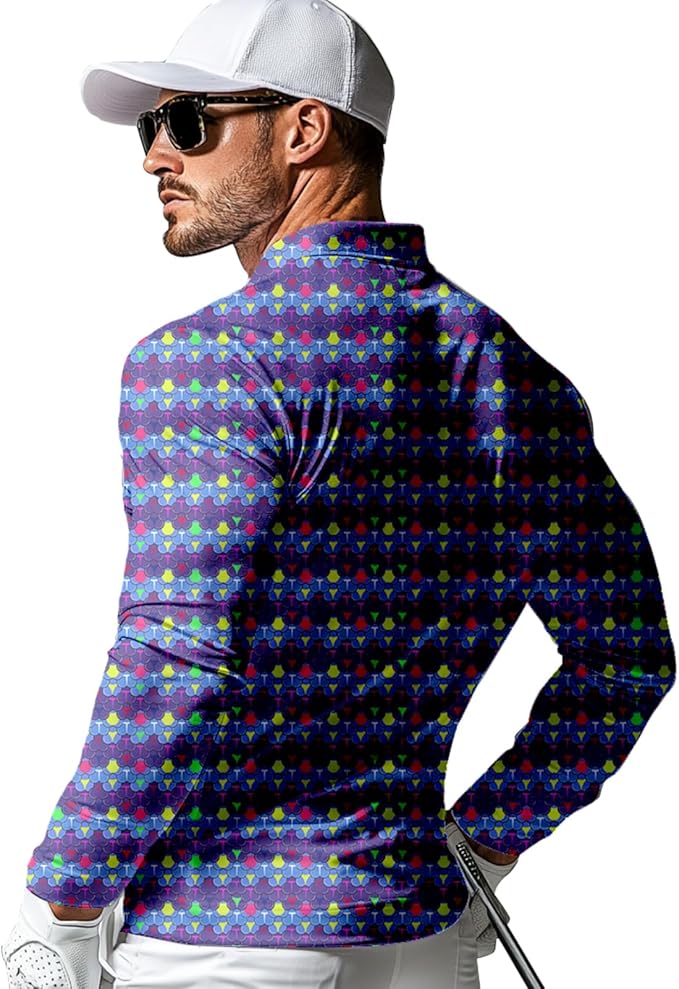 Men's Long Sleeve Golf Shirt Quick Dry 3 Button Work Fishing Outdoor Casual Collar Shirt
